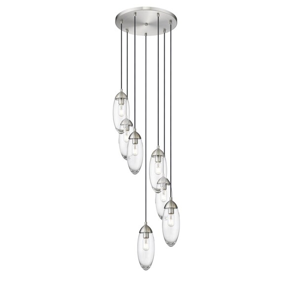 Z-Lite Arden Chandelier, 7-Light, 18 In.W x 12 In.H, Brushed Nickel/Clear 651P-7R-BN - main